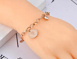 Stainless Steel Bohemia Beach Chain Bracelet CZ Crystal Charm VB20113
