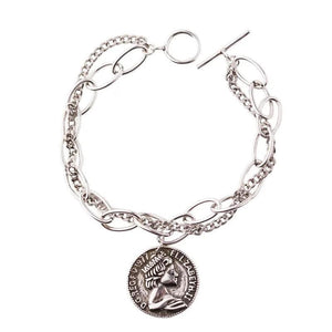 ANENJER Pearl Heart Pendant Bracelet Vintage Distressed Jewelry
