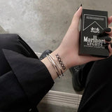 Harajuku Ins Geometric Multi-layer Open Bracelet Female Hand Jewelry