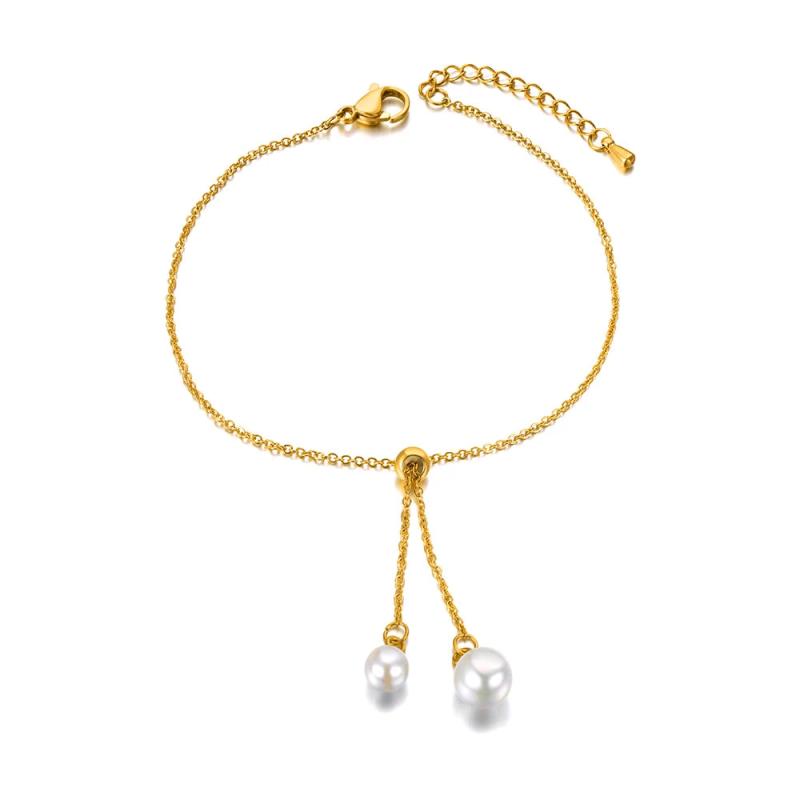 Stainless Steel Pearl Adjustable Bracelet For Women