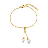 Stainless Steel Pearl Adjustable Bracelet For Women