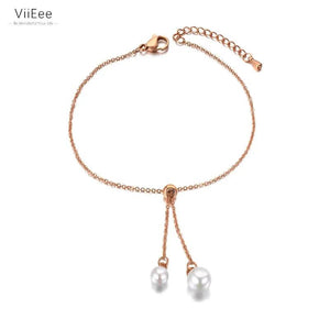 Stainless Steel Pearl Adjustable Bracelet For Women