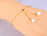 Stainless Steel Pearl Adjustable Bracelet For Women