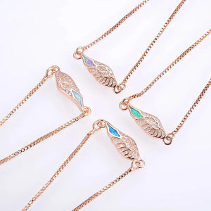 KAMAF Opal Zirconium Angel Wings Bracelet Charm Jewelry