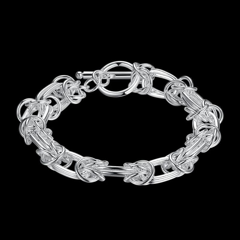 925 Silver Classic Circle Chain Bracelet for Women Men Gift