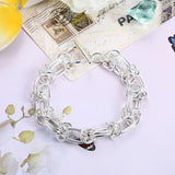 925 Silver Classic Circle Chain Bracelet for Women Men Gift