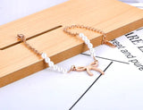 Bohemia Pearl Chain Link Bracelet Stainless Steel Bowknot Charm