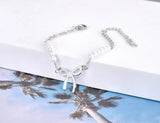 Bohemia Pearl Chain Link Bracelet Stainless Steel Bowknot Charm