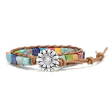 Boho 7 Chakra Druzy Stone Wrap Leather Bracelet for Women