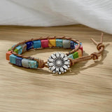 Boho 7 Chakra Druzy Stone Wrap Leather Bracelet for Women