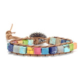 Boho 7 Chakra Druzy Stone Wrap Leather Bracelet for Women