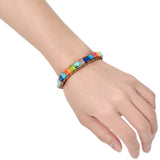 Boho 7 Chakra Druzy Stone Wrap Leather Bracelet for Women