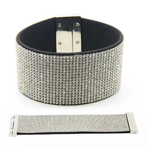 Velvet Rhinestone Crystal Wrap Bracelet for Women