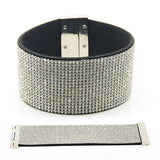 Velvet Rhinestone Crystal Wrap Bracelet for Women