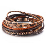 Leopard Leather Bracelets for Women Men Wide Wrap Statement Jewelry