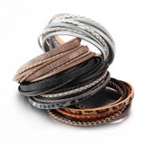 Leopard Leather Bracelets for Women Men Wide Wrap Statement Jewelry