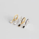 925 Silver Zircon Circle Stud Earrings for Women