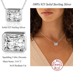 LaVixMia 316 Sterling Silver Radiant Cut Pendant Necklace CZ Zircon Jewelry Gift