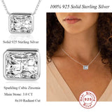 LaVixMia 316 Sterling Silver Radiant Cut Pendant Necklace CZ Zircon Jewelry Gift