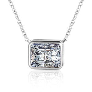 LaVixMia 316 Sterling Silver Radiant Cut Pendant Necklace CZ Zircon Jewelry Gift