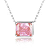 LaVixMia 316 Sterling Silver Radiant Cut Pendant Necklace CZ Zircon Jewelry Gift