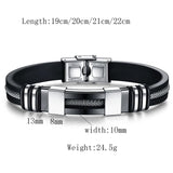 Men Rudder Silicone Mesh Link Punk Wristband Stainless Steel Bangle