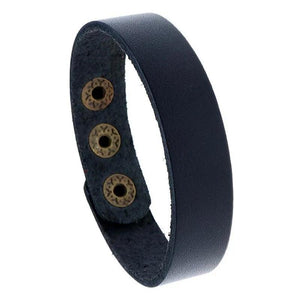 Retro Vintage Punk Style Leather Bracelet with Button Clasp