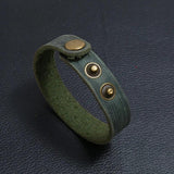 Retro Vintage Punk Style Leather Bracelet with Button Clasp
