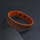 Retro Vintage Punk Style Leather Bracelet with Button Clasp