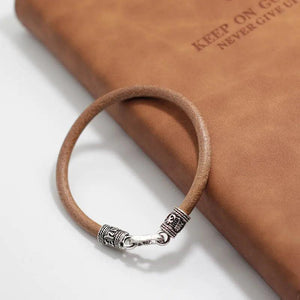 Sanskrit Leather Bracelet Wrap Bangle Men