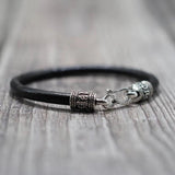 Sanskrit Leather Bracelet Wrap Bangle Men