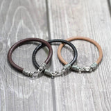 Sanskrit Leather Bracelet Wrap Bangle Men