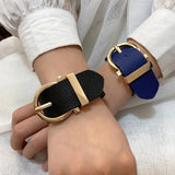 Punk Leather Bracelets for Women Wide Wrap Bangle
