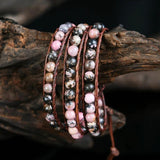 Leather Wrap Stone Bracelet Bohemian Drop