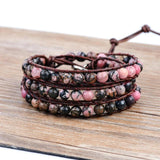 Leather Wrap Stone Bracelet Bohemian Drop