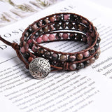 Leather Wrap Stone Bracelet Bohemian Drop