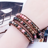 Leather Wrap Stone Bracelet Bohemian Drop