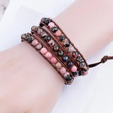 Leather Wrap Stone Bracelet Bohemian Drop