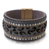 Boho Tiger Leopard Leather Bracelet Women Ethnic Punk Wide Wrap