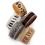 Boho Tiger Leopard Leather Bracelet Women Ethnic Punk Wide Wrap