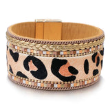 Boho Tiger Leopard Leather Bracelet Women Ethnic Punk Wide Wrap