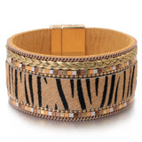 Boho Tiger Leopard Leather Bracelet Women Ethnic Punk Wide Wrap