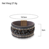 Boho Tiger Leopard Leather Bracelet Women Ethnic Punk Wide Wrap