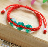 Hand-Woven Men & Women Safety Buckle Red Rope Bracelet