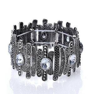 Vintage Wrap Bracelet Women Adjustable Strand Marcasite Crystal Boho