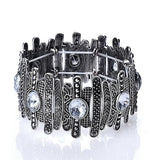 Vintage Wrap Bracelet Women Adjustable Strand Marcasite Crystal Boho