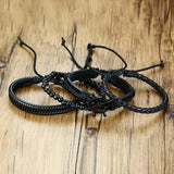 Men's Leather Bracelet Set Rudder Cross Life Tree Charm Wide Bangle