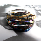 Boho Hematite Tila Beads Elastic Bracelet Gift