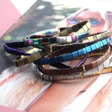 Boho Hematite Tila Beads Elastic Bracelet Gift