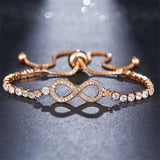 Rose Silver CZ Chain Bracelet for Women Girls